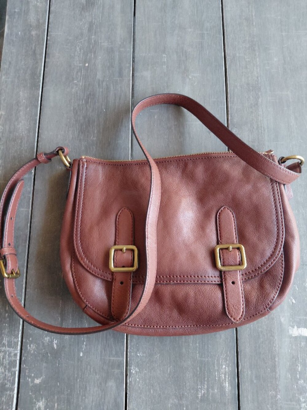 Frye brown leather buckle crossbody bag New